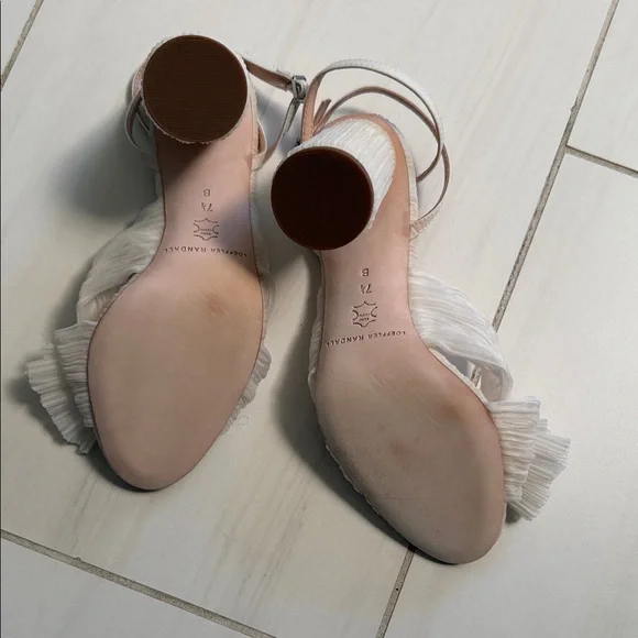 Loeffler Randall Pleated Bow Cream Sandals